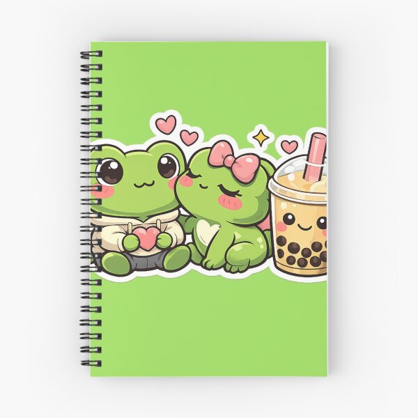 Item preview, Kawaii Frog Couple Love Sticker - Cute Frogs With Bubble Tea Romantic Aesthetic designed and sold by FluffiPopo.
