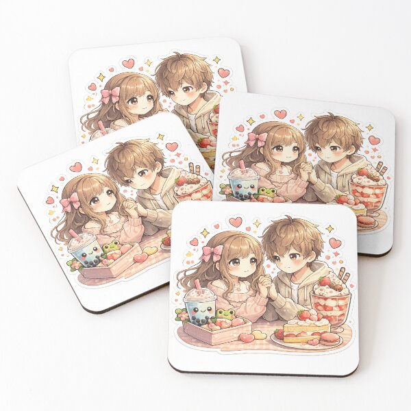 Item preview, Romantic Kawaii Couple Dessert Date Sticker - Cute Lovz Bubble Tea Aesthetic designed and sold by FluffiPopo.