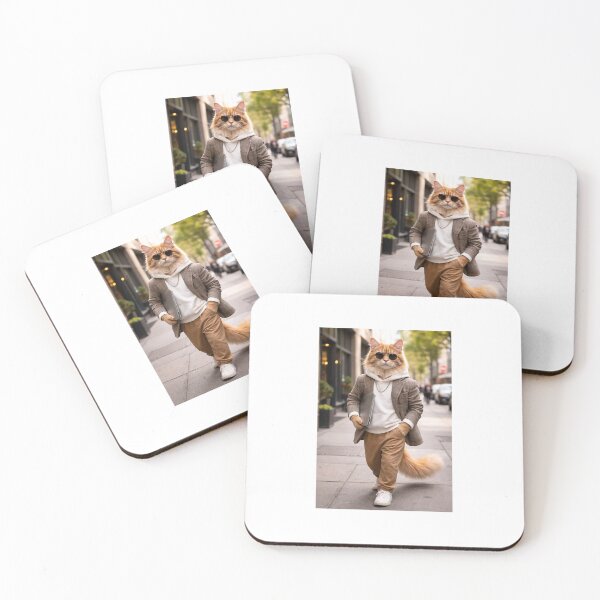 Artikelvorschau, Ginger Maine Coon Cat Standing with Laptop – Funny Stylish Cat Art entworfen und verkauft von GlitterAndStars.