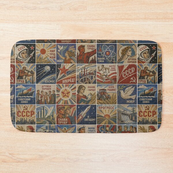 Item preview, Soviet-style mosaic with propaganda slogans collage designed and sold by MagicStrawberry.