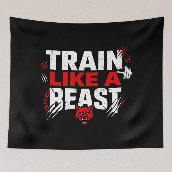 Item preview, Train Like A Beast Gym Motivation T-Shirt – Hardcore Fitness Wolf Design designed and sold by No Excuses .