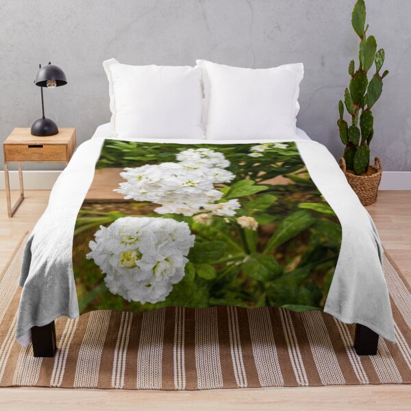 Item preview, Cluster of White Stock Flowers in Bloom With Green Foliage Close-Up Spring Garden designed and sold by Nmallia.