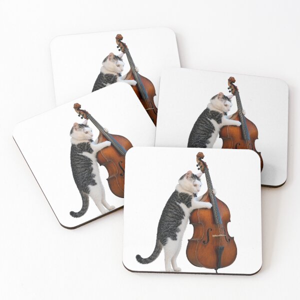 Item preview, Cool cat playing upright bass designed and sold by drygulchshop.