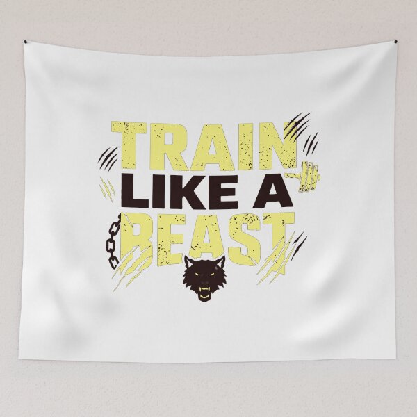 Item preview, Train Like A Beast Gym Motivation T-Shirt – Hardcore Fitness Wolf Design designed and sold by No Excuses .