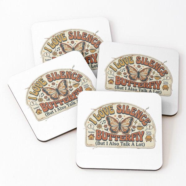 Item preview, I Love Silence But I Also Talk A Lot - Funny Retro Butterfly designed and sold by Zeyzep.