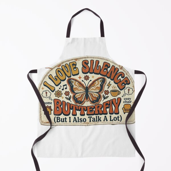 Item preview, I Love Silence But I Also Talk A Lot - Funny Retro Butterfly designed and sold by Zeyzep.