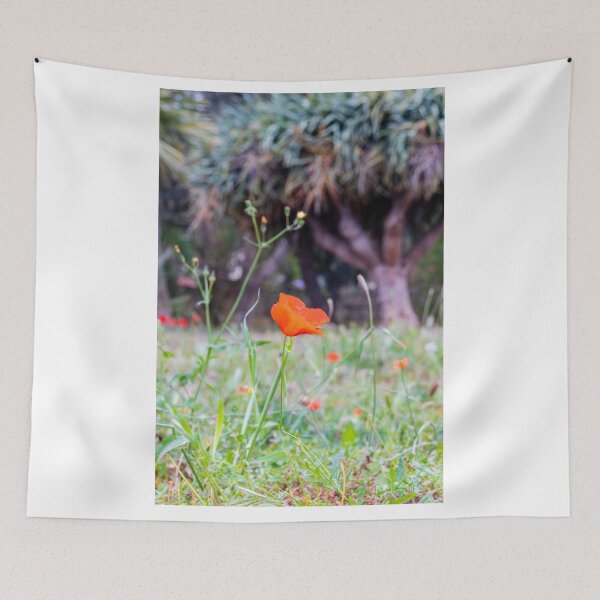 Item preview, Red Poppy Single Bloom In Meadow With Soft Bokeh Background And Grass designed and sold by Nmallia.