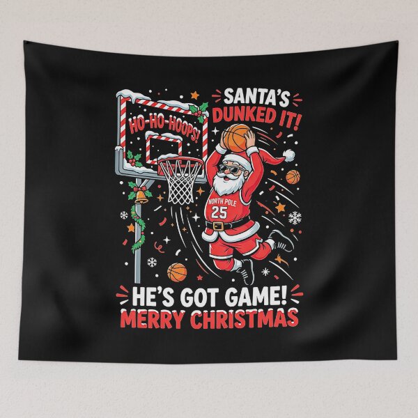 Item preview, Funny Santa Claus Slam Dunk Basketball Christmas Hoops designed and sold by graphixpolash.