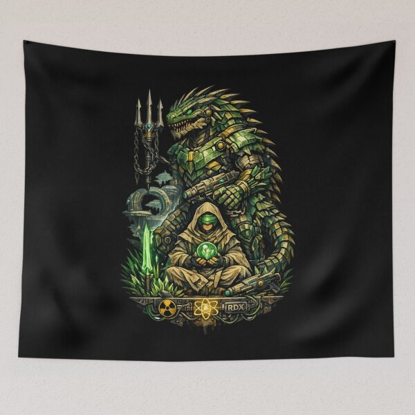 Item preview, Cyberpunk Reptilian Guardian – Sci Fi Fantasy Warrior  designed and sold by SidTastic .