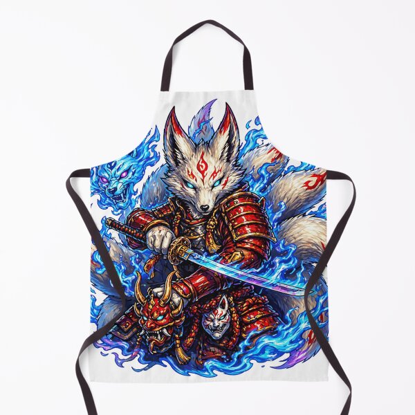 Item preview, SnakKitsune Spirit Oni – Spectralese Flame Samurai Fox designed and sold by creatix-boutik.