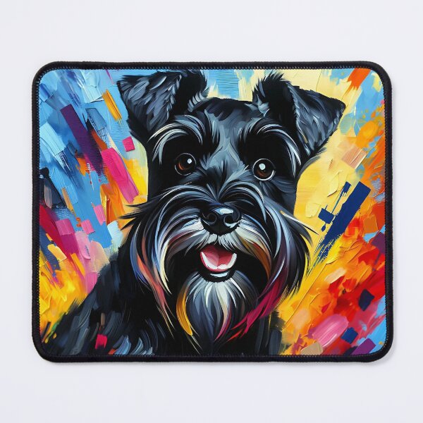 Artikelvorschau, Schwarzer Zwergschnauzer-Acrylkunst-Zwerg-Hundeporträt entworfen und verkauft von Puppy Puzzles Plus.