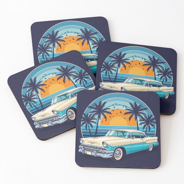 Item preview, Retro Vintage Car Sunset Tropical Poster Art designed and sold by PixorStudio.