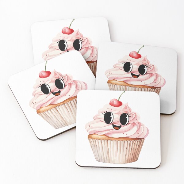 Item preview, Cute Kawaii Cupcake Cartoon with Cherry Pink Aesthetic Dessert Sticker designed and sold by Pandey14.