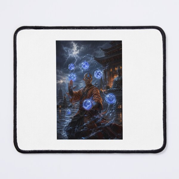 Item preview, Divine Balance: A monk in meditation surrounded by spiraling spheres of light, connecting heaven and earth. designed and sold by thomashummelgen.