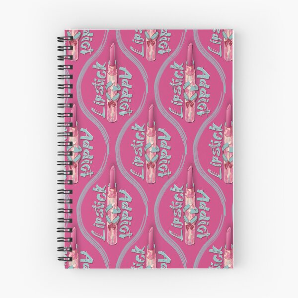 Item preview, Lipstick addict watercolor and marker, drop pattern with fuchsia pink background designed and sold by WONDERPRINTVALLEY.