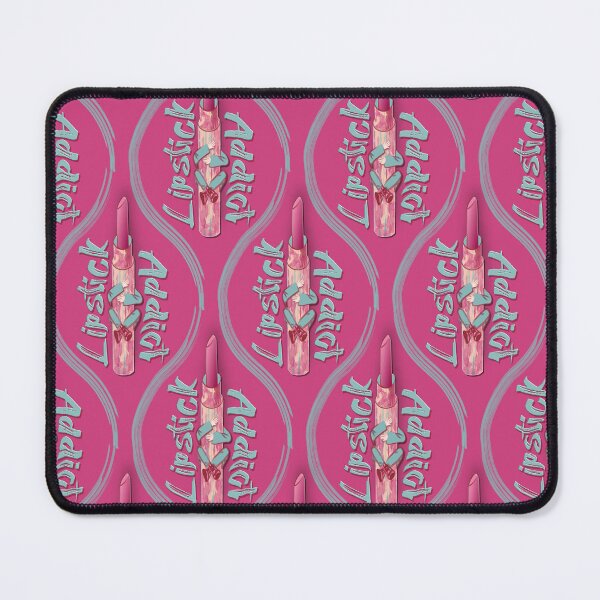 Item preview, Lipstick addict watercolor and marker, drop pattern with fuchsia pink background designed and sold by WONDERPRINTVALLEY.