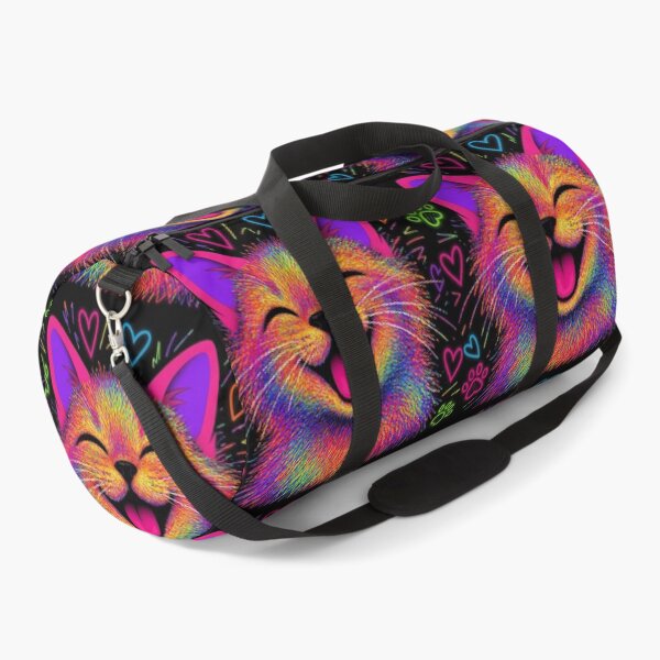 Item preview, Laughing Neon Psychedelic Cat with Hearts & Paws designed and sold by ZunZunArt.