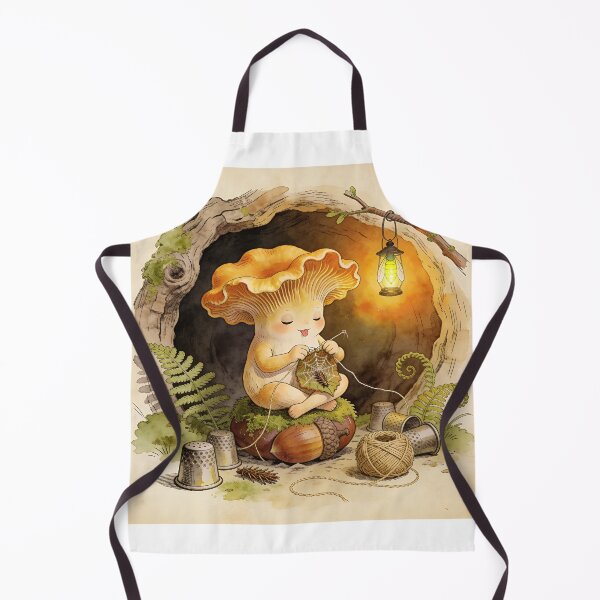 Item preview, Mushroom Folk Mending - Cottagecore Forest Art designed and sold by PictorialWhimsy.