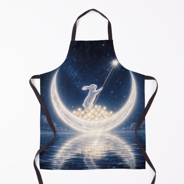 Item preview, White Rabbit on a Moon Collecting Stars designed and sold by Maria Dryfhout.