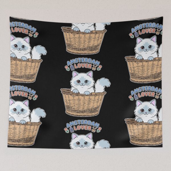 Item preview, Kawaii Ragdoll Cat in Wicker Basket: Amsterdam Lover designed and sold by Blupunk.