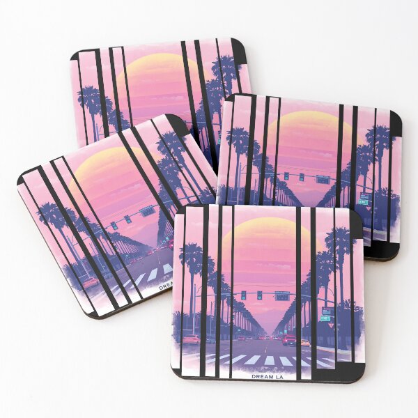 Item preview, Los Angeles Design Retro pastel sunset with palm silhouettes Slogan Dream in LA 5 designed and sold by Neon G.