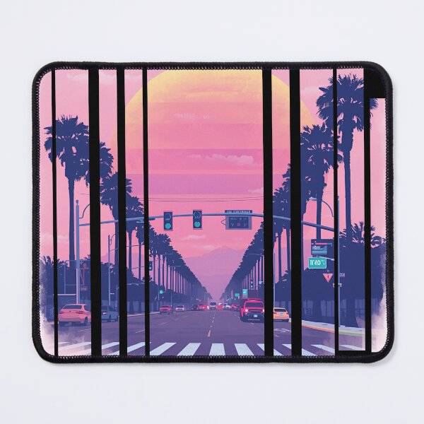 Item preview, Los Angeles Design Retro pastel sunset with palm silhouettes Slogan Dream in LA 5 designed and sold by Neon G.