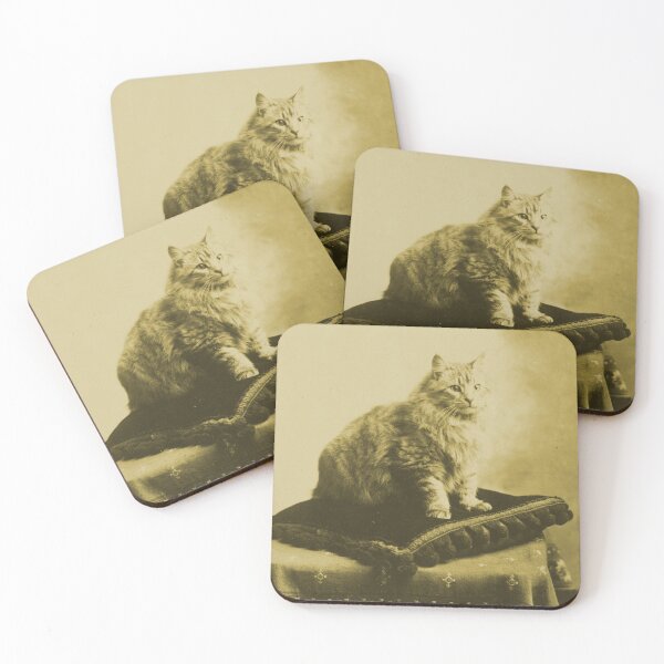 Item preview, Vintage animals - Cat sitting on a cushion - yellow tint designed and sold by Inspirationmotivation.