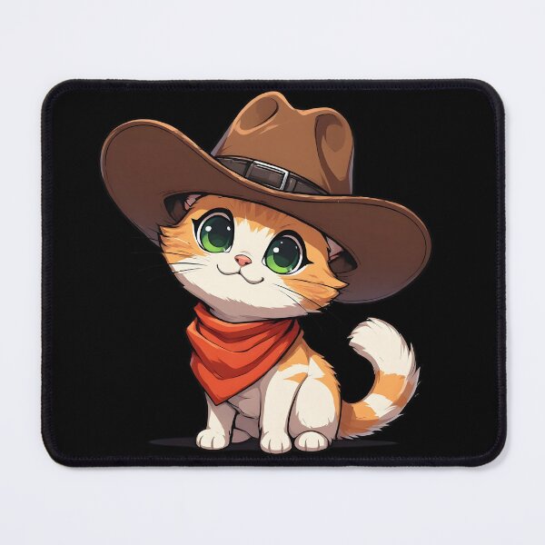 Item preview, Cute Cowboy Kitten with Green Eyes – Western Cartoon Cat Illustration designed and sold by Karolina’s Cozy Creations.