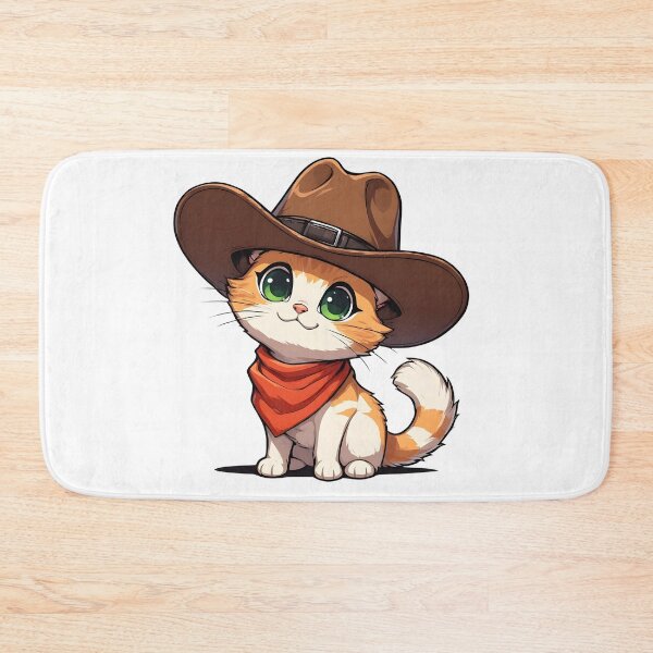 Item preview, Cute Cowboy Kitten with Green Eyes – Western Cartoon Cat Illustration designed and sold by Karolina’s Cozy Creations.