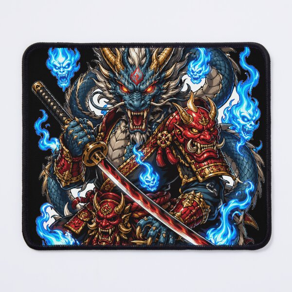 Item preview, Dragon Oni Spirit – Draconic Warrior with Spectral Flames designed and sold by creatix-boutik.
