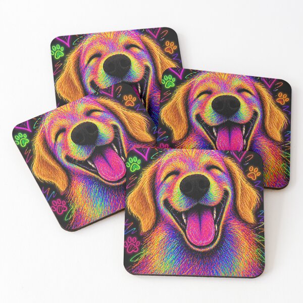 Item preview, Neon Happy Dog / Psychedelic Joy Pup Art designed and sold by ZunZunArt.