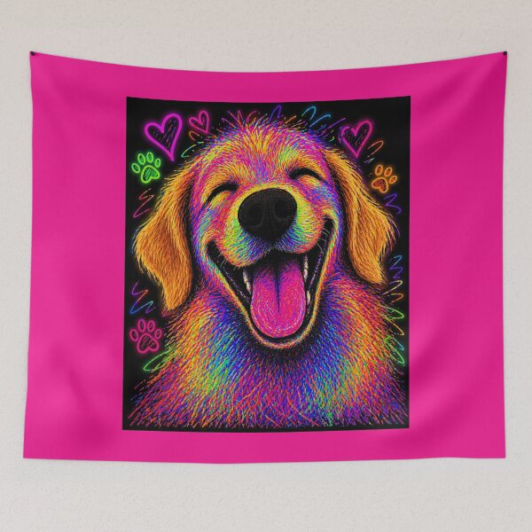 Item preview, Neon Happy Dog / Psychedelic Joy Pup Art designed and sold by ZunZunArt.