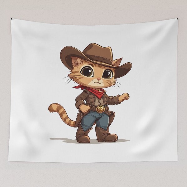 Item preview, Cute Cowboy Cat Character – Western Kitten Cartoon Illustration designed and sold by Karolina’s Cozy Creations.