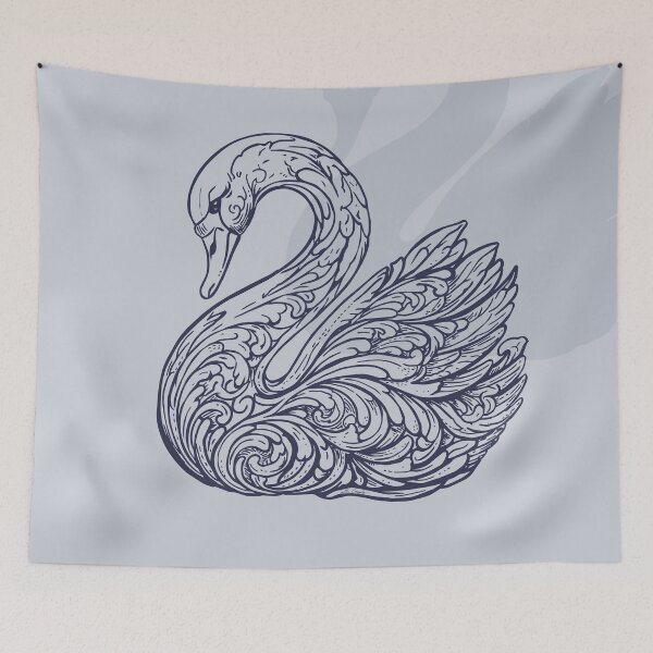 Item preview, Soft Grey Swan Silhouette Navy Calm Home Decor Design designed and sold by Shop On Rosebud.