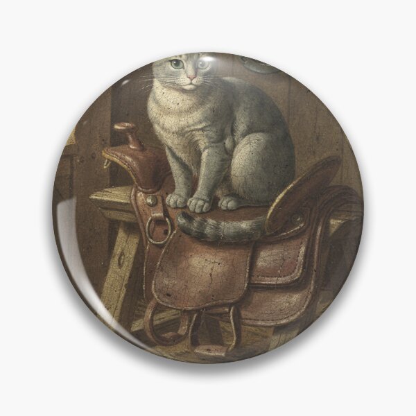 Item preview, Silver Cat Folk Art Portrait - Vintage Americana designed and sold by PictorialWhimsy.