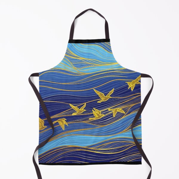 Item preview, Luxury Blue Gold Bird Flight Abstract Wall Art designed and sold by PixorStudio.