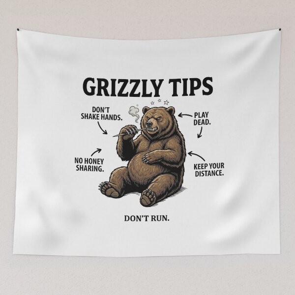 Item preview, Grizzly Tips Funny Bear Nature Guide Survival Skills designed and sold by JVDesignsShop.