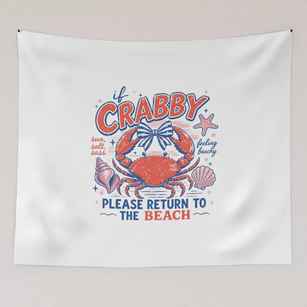 Item preview, If Crabby Please Return To The Beach Vintage Nautical Crab Graphic designed and sold by DoodloraStudio.