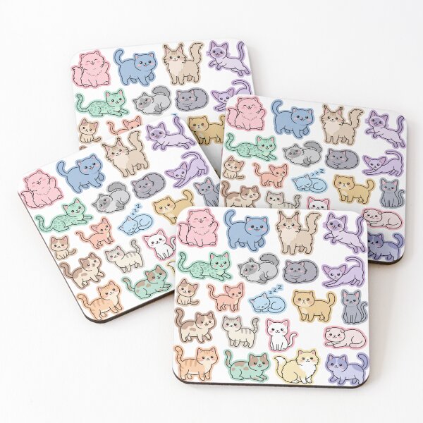 Item preview, Kawaii Cat Party - Cute Chibi Kitty Sticker Sheet designed and sold by VineVibe16Studio.