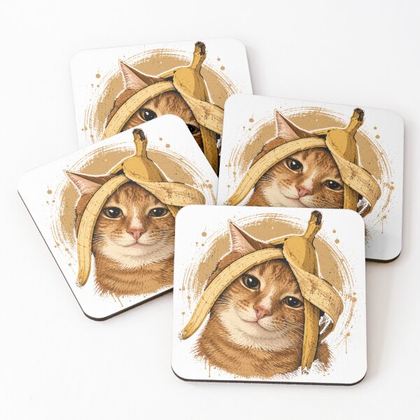 Item preview, Cute Orange Cat with Banana Peel Hat Meme Design designed and sold by McPurrface.