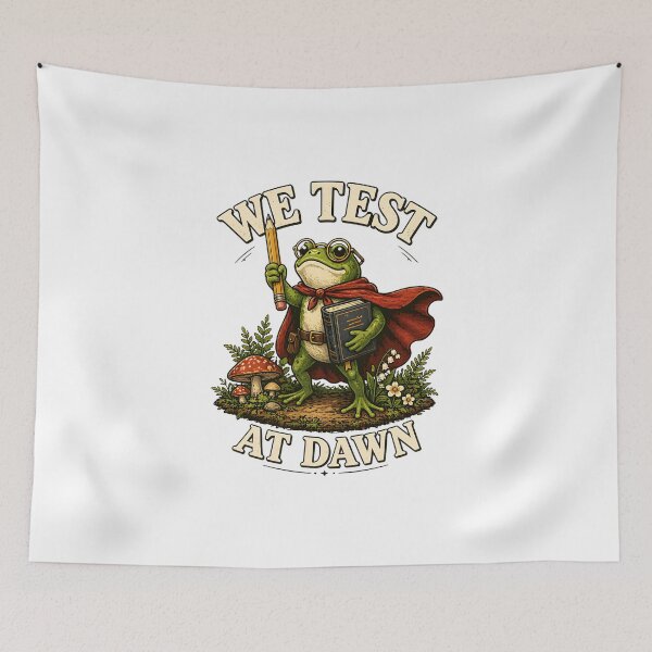 Item preview, We Test At Dawn Frog Teacher Meme Funny Exam Season Warrior Shirt designed and sold by LunaMagicStudio.