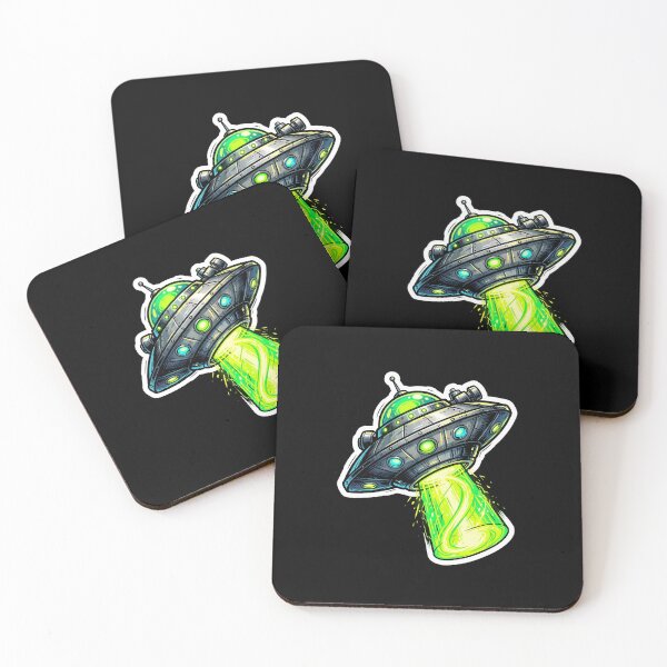 Item preview, Comic Art UFO Flying Saucer Glowing Green Tractor Beam designed and sold by novadawy.