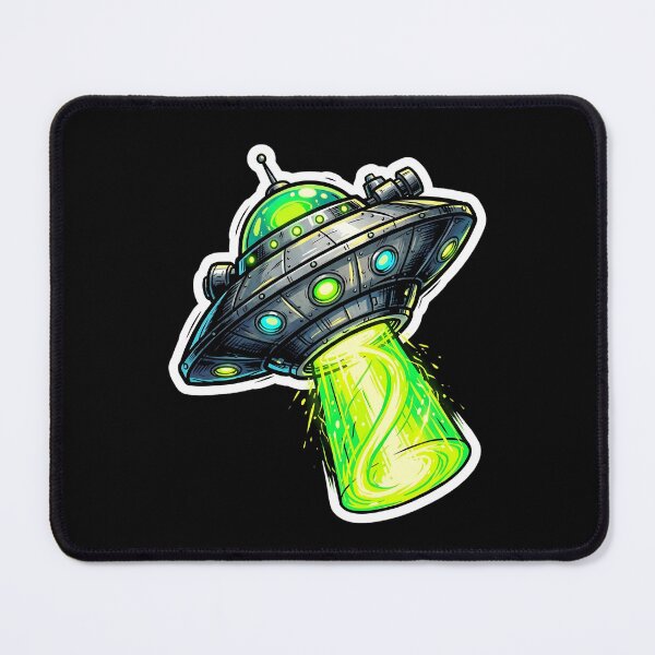 Item preview, Comic Art UFO Flying Saucer Glowing Green Tractor Beam designed and sold by novadawy.