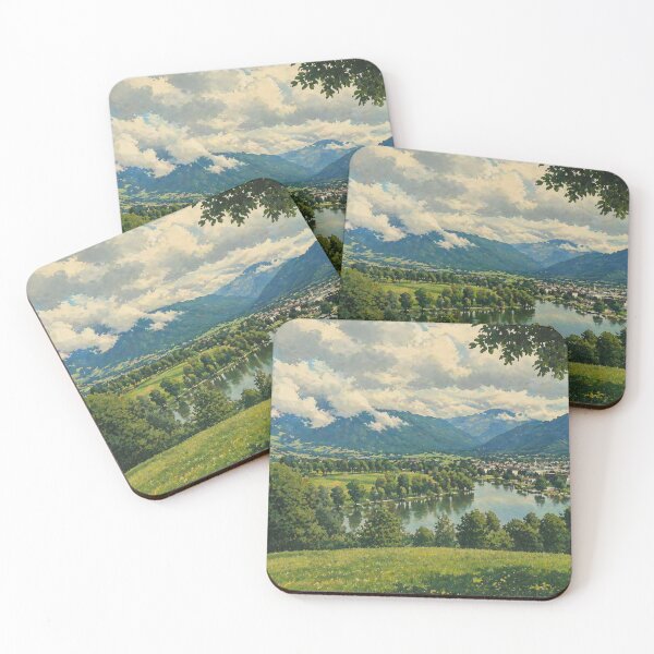 Artikelvorschau, Cozy Mountain Lake Aesthetic – Sunny Nature Landscape – Relaxing Wallpaper & Calm Scenery entworfen und verkauft von peacefulframes.art.