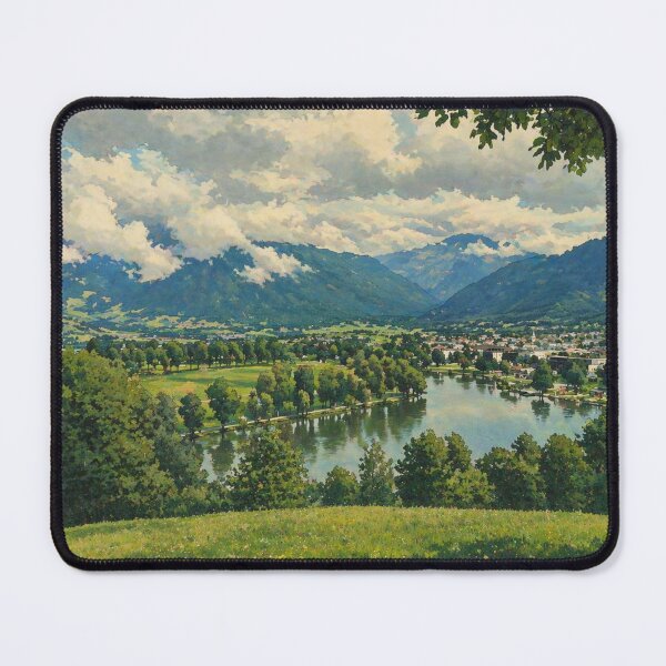 Item preview, Cozy Mountain Lake Aesthetic – Sunny Nature Landscape – Relaxing Wallpaper & Calm Scenery designed and sold by peacefulframes.art.