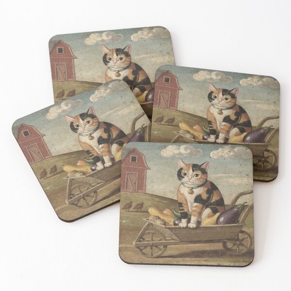 Item preview, Calico Cat Harvest Folk Art - Primitive Portrait designed and sold by PictorialWhimsy.