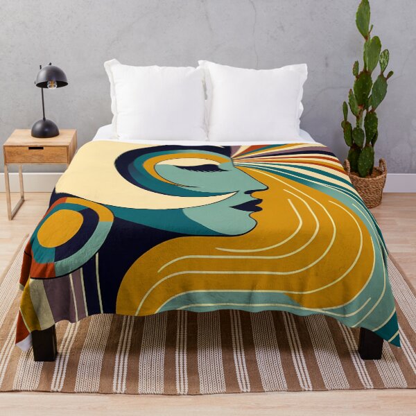 Item preview, Retro abstract portrait with sunburst lines designed and sold by InkSmithery.