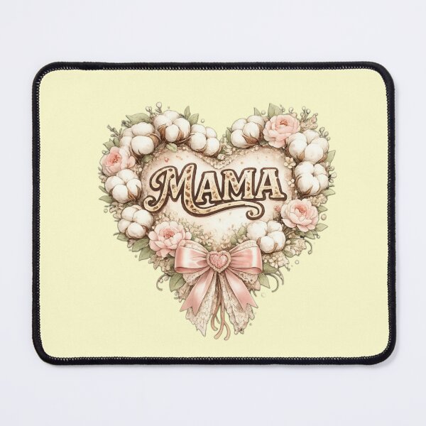 Item preview, Mama Heart Floral - Rustic Cotton and Pink Roses Farmhouse Style designed and sold by Lozarux.