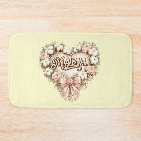 Item preview, Mama Heart Floral - Rustic Cotton and Pink Roses Farmhouse Style designed and sold by Lozarux.