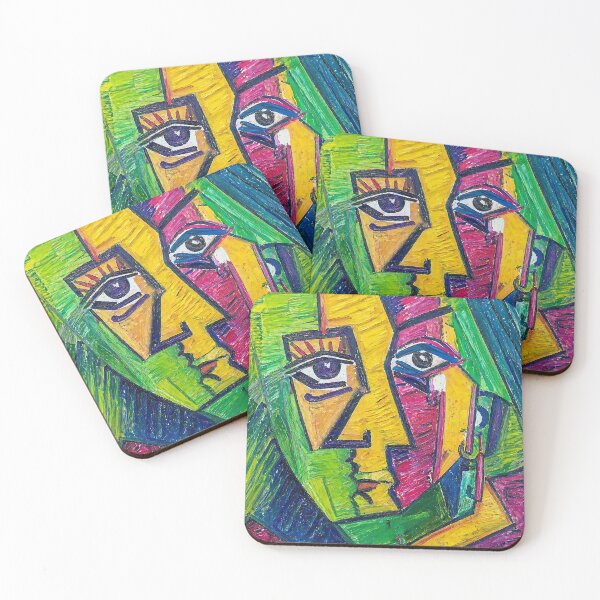 Item preview, Cubist Abstract Face Art Print – Colorful Modern Picasso Style Portrait, Aesthetic Wall Decor, Trendy Geometric Painting designed and sold by art2print.